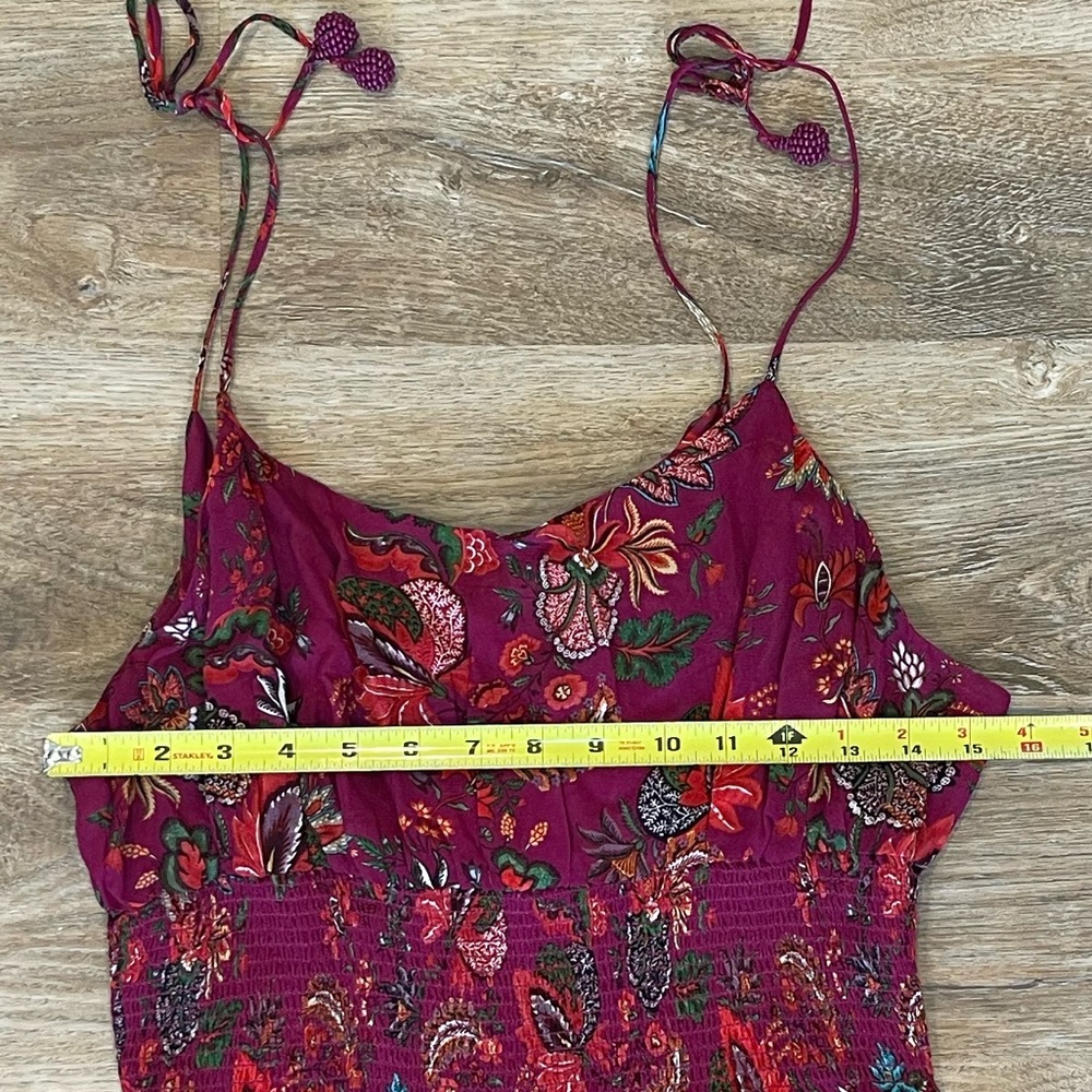 Farm Rio Floral Smocked Tank Top XL NWT Purple Boho Paisley Summer Cami - Picture 3 of 6